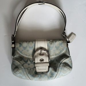 Light blue & off white Coach shoulder bag